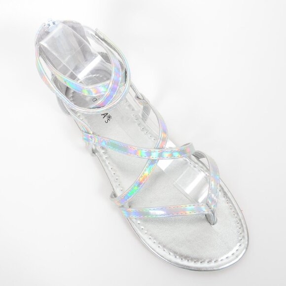 Delia's Silver Iridescent Gladiator Flat Sandals Women's Shoes 7 - Picture 2 of 4